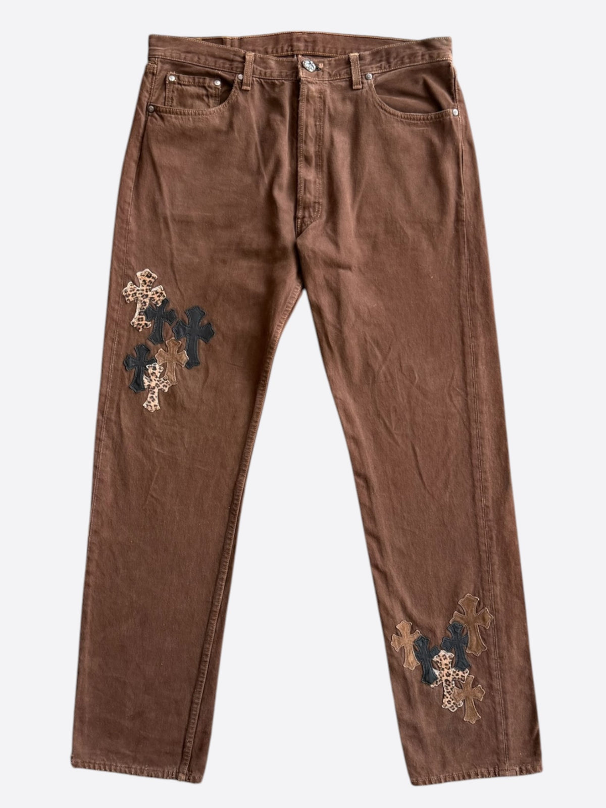 Chrome Hearts Levis Brown NYFW Cross Patch Jeans