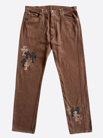 Chrome Hearts Levis Brown NYFW Cross Patch Jeans