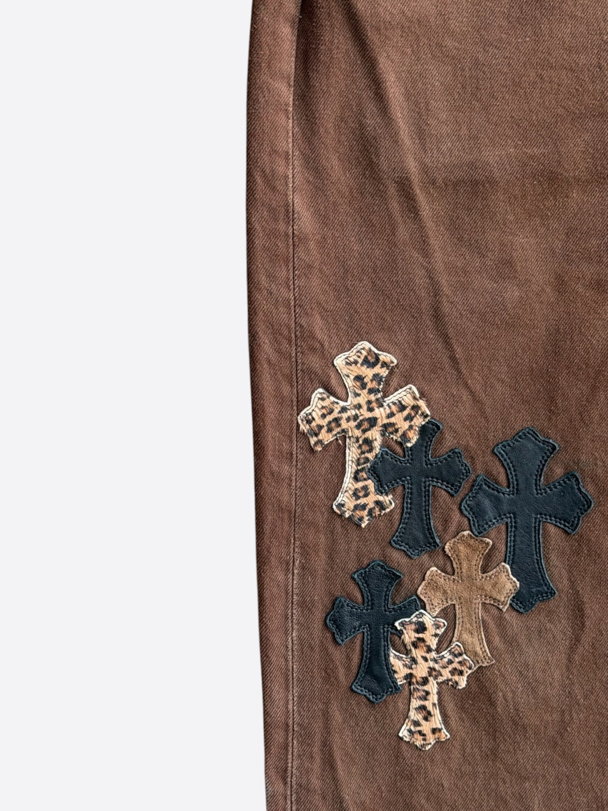Chrome Hearts Levis Brown NYFW Cross Patch Jeans
