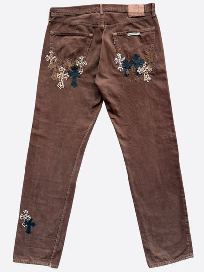 Chrome Hearts Levis Brown NYFW Cross Patch Jeans