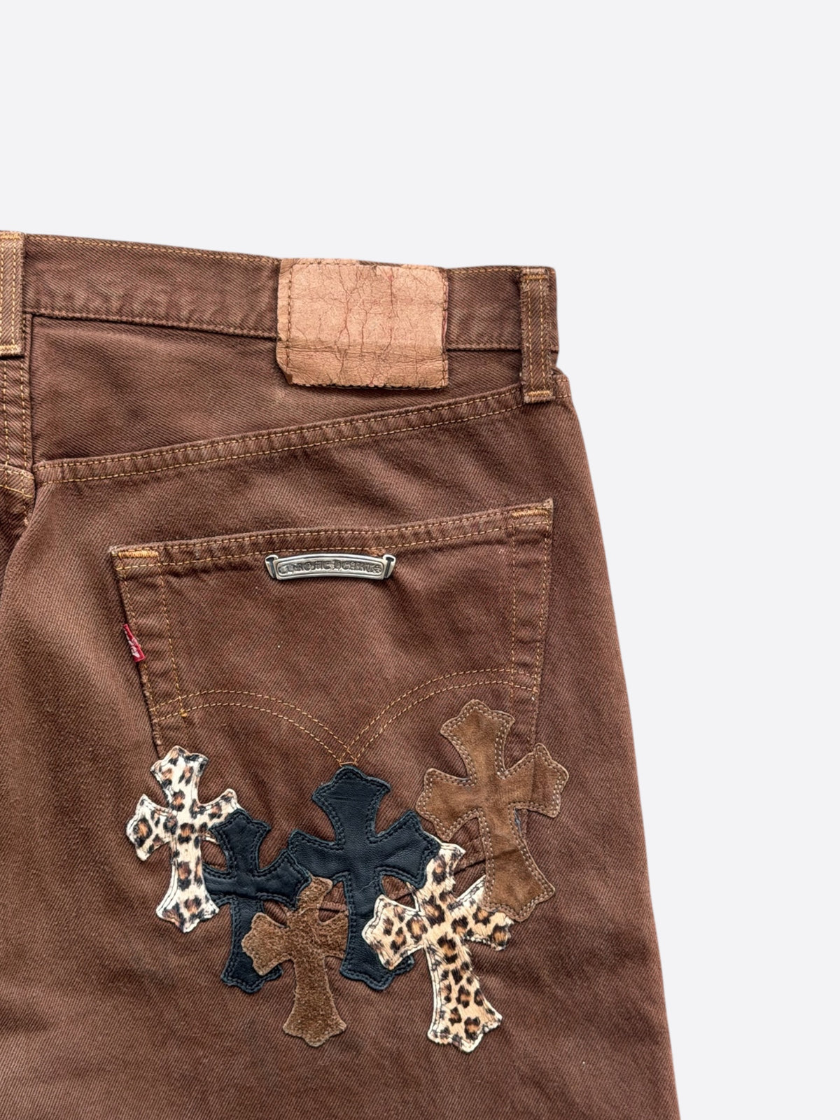 Chrome Hearts Levis Brown NYFW Cross Patch Jeans