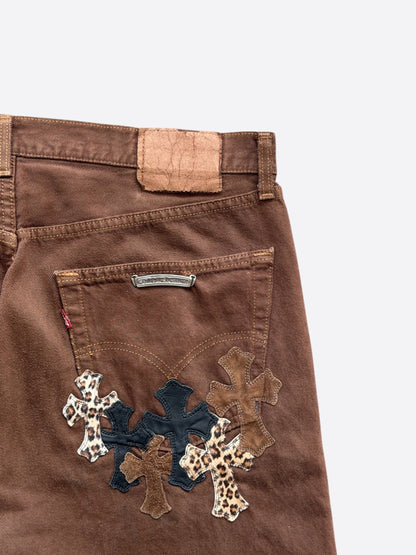 Chrome Hearts Levis Brown NYFW Cross Patch Jeans