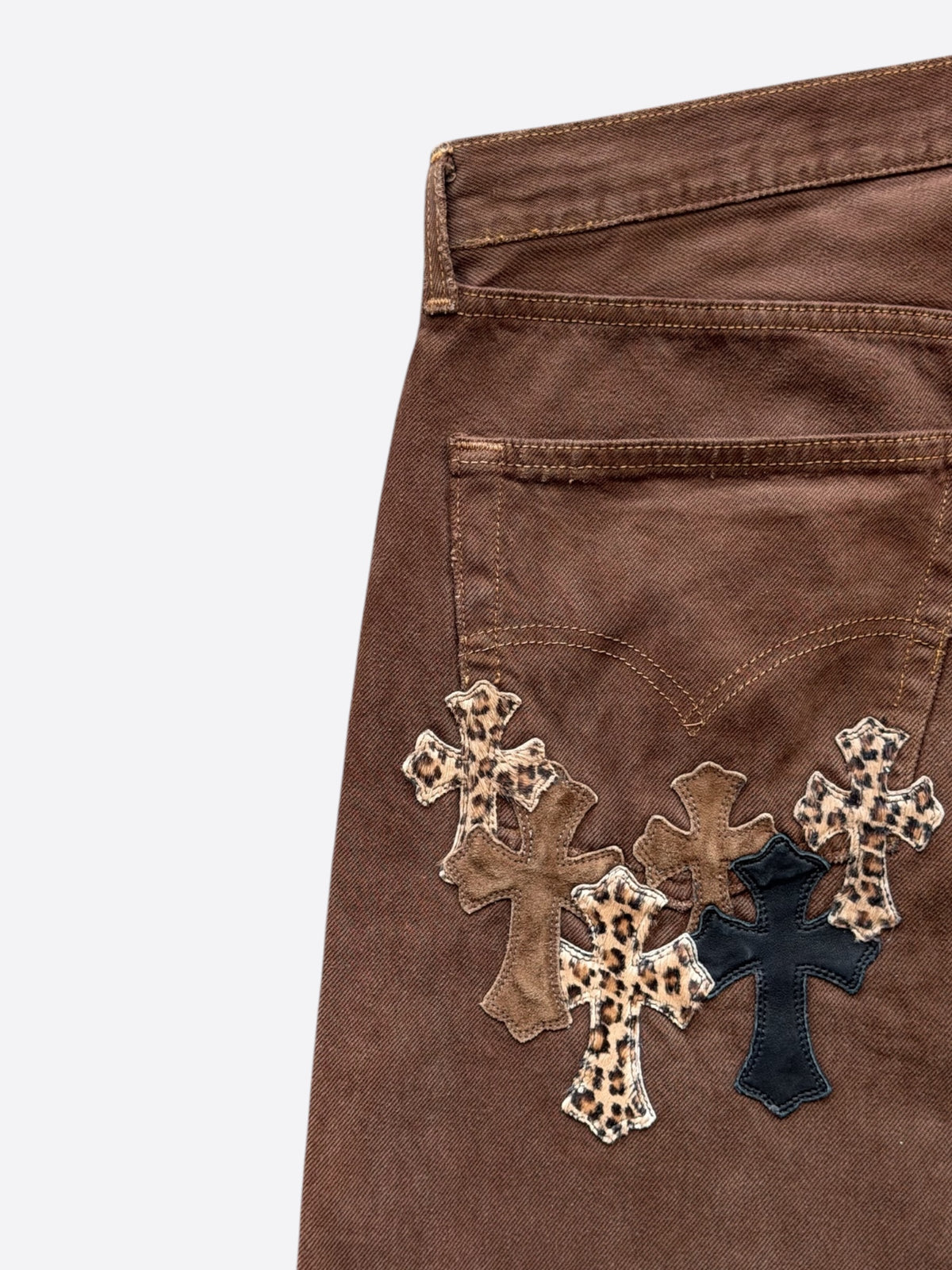 Chrome Hearts Levis Brown NYFW Cross Patch Jeans