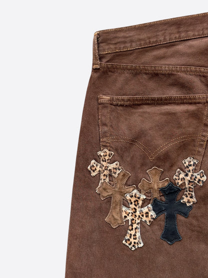 Chrome Hearts Levis Brown NYFW Cross Patch Jeans
