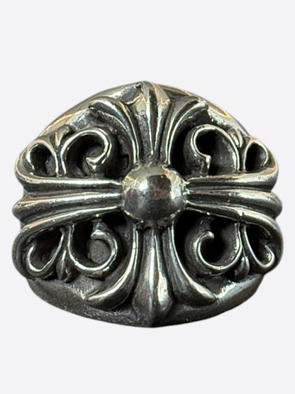 Chrome Hearts Silver Keeper Cross Floral Ring