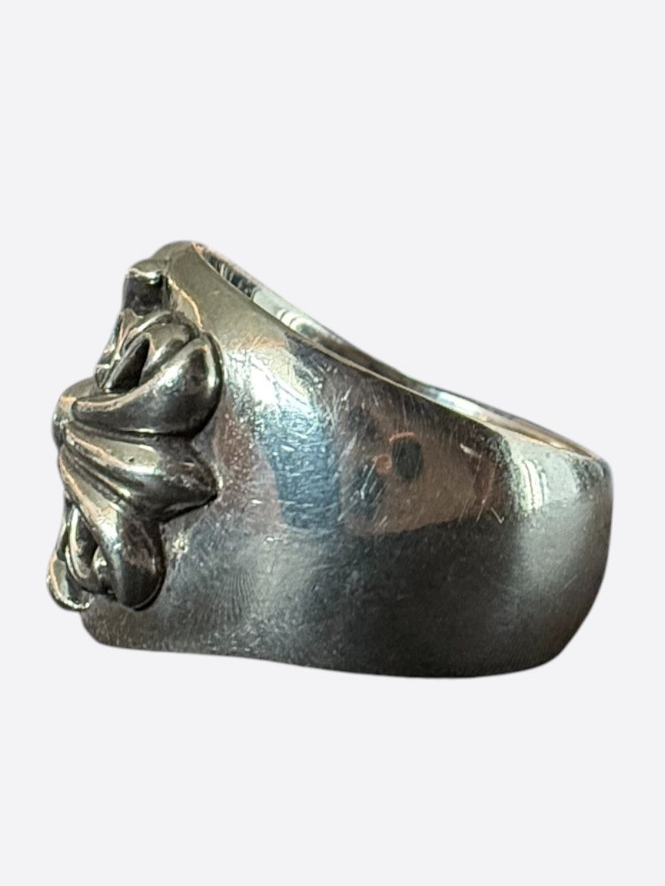 Chrome Hearts Silver Keeper Cross Floral Ring
