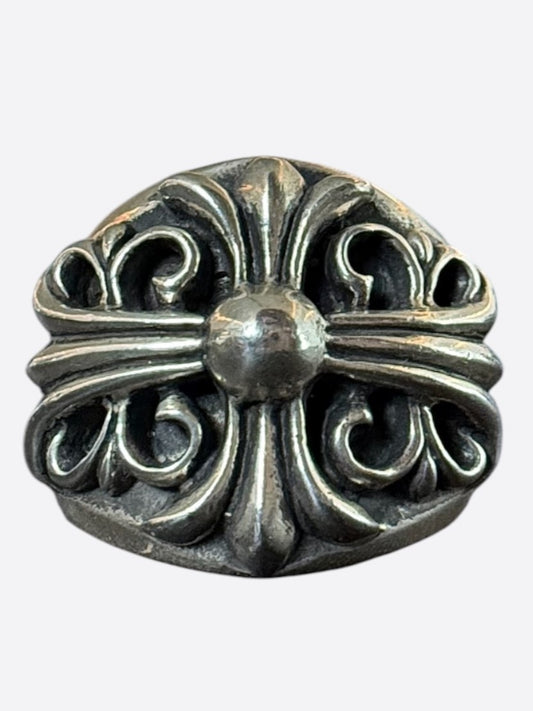 Chrome Hearts Silver Keeper Cross Floral Ring