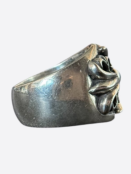 Chrome Hearts Silver Keeper Cross Floral Ring