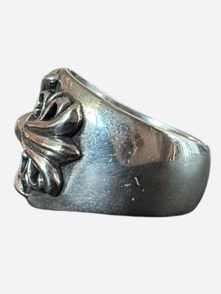 Chrome Hearts Silver Keeper Cross Floral Ring