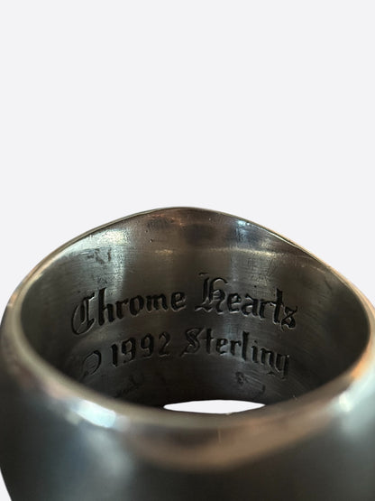 Chrome Hearts Silver Keeper Cross Floral Ring