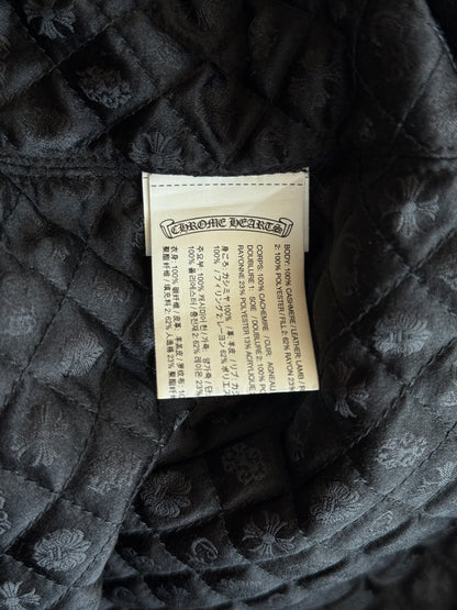 Chrome Hearts Black Leather Star  Patch Women's Varsity Jacket
