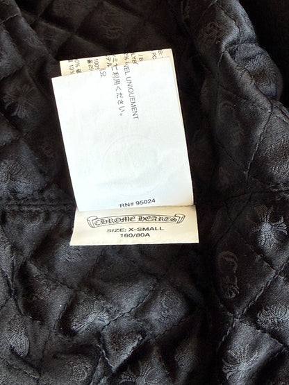 Chrome Hearts Black Leather Star  Patch Women's Varsity Jacket