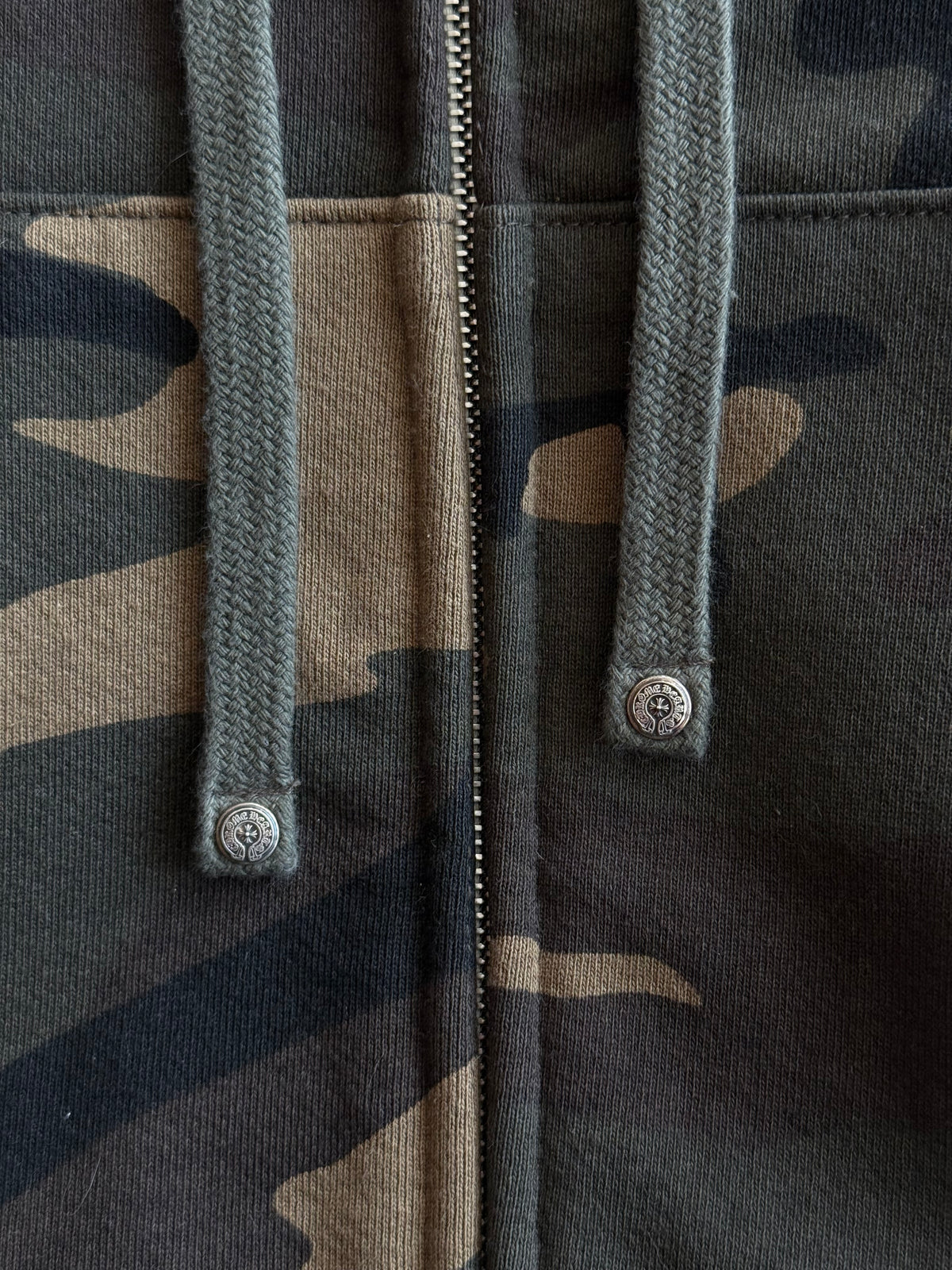 Chrome Hearts Camouflage Leather Horseshoe Logo Thermal Zip Up Hoodie