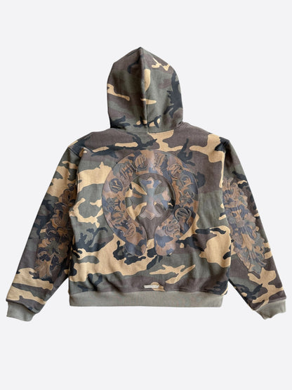 Chrome Hearts Camouflage Leather Horseshoe Logo Thermal Zip Up Hoodie