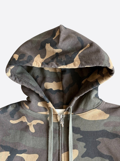 Chrome Hearts Camouflage Leather Horseshoe Logo Thermal Zip Up Hoodie