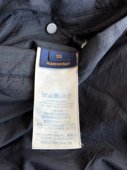 Louis Vuitton Black Leather Embossed Monogram Bomber Jacket