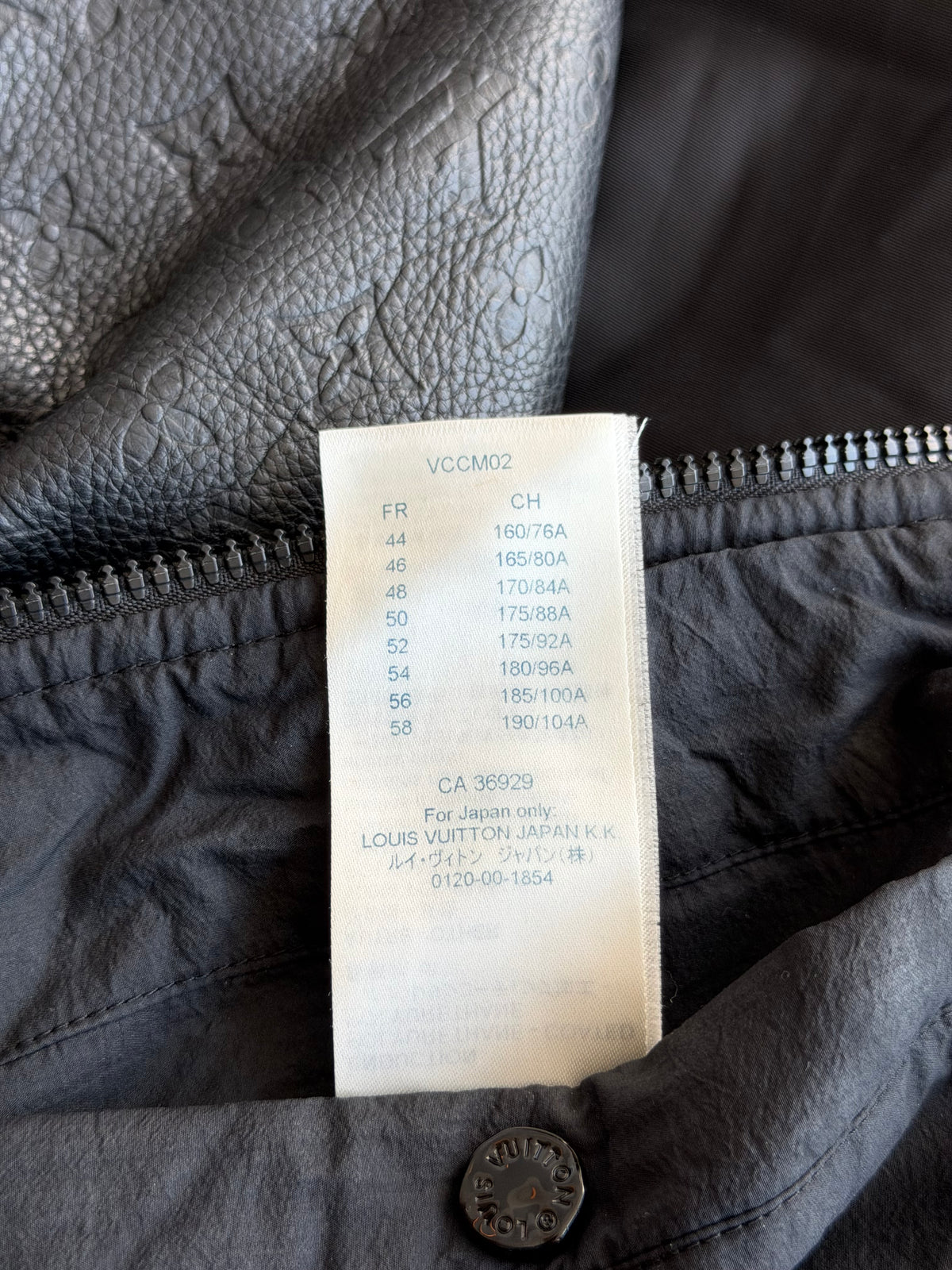 Louis Vuitton Black Leather Embossed Monogram Bomber Jacket