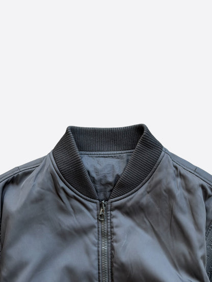 Louis Vuitton Black Leather Embossed Monogram Bomber Jacket