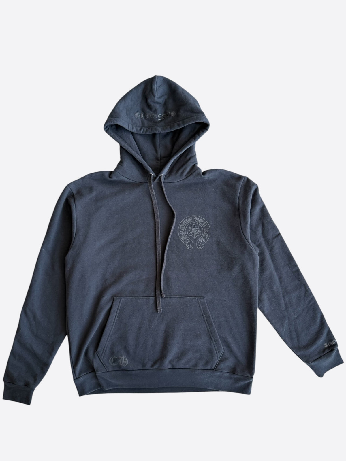 Chrome Hearts Black & Grey Cannes Exclusive Horseshoe Logo Hoodie