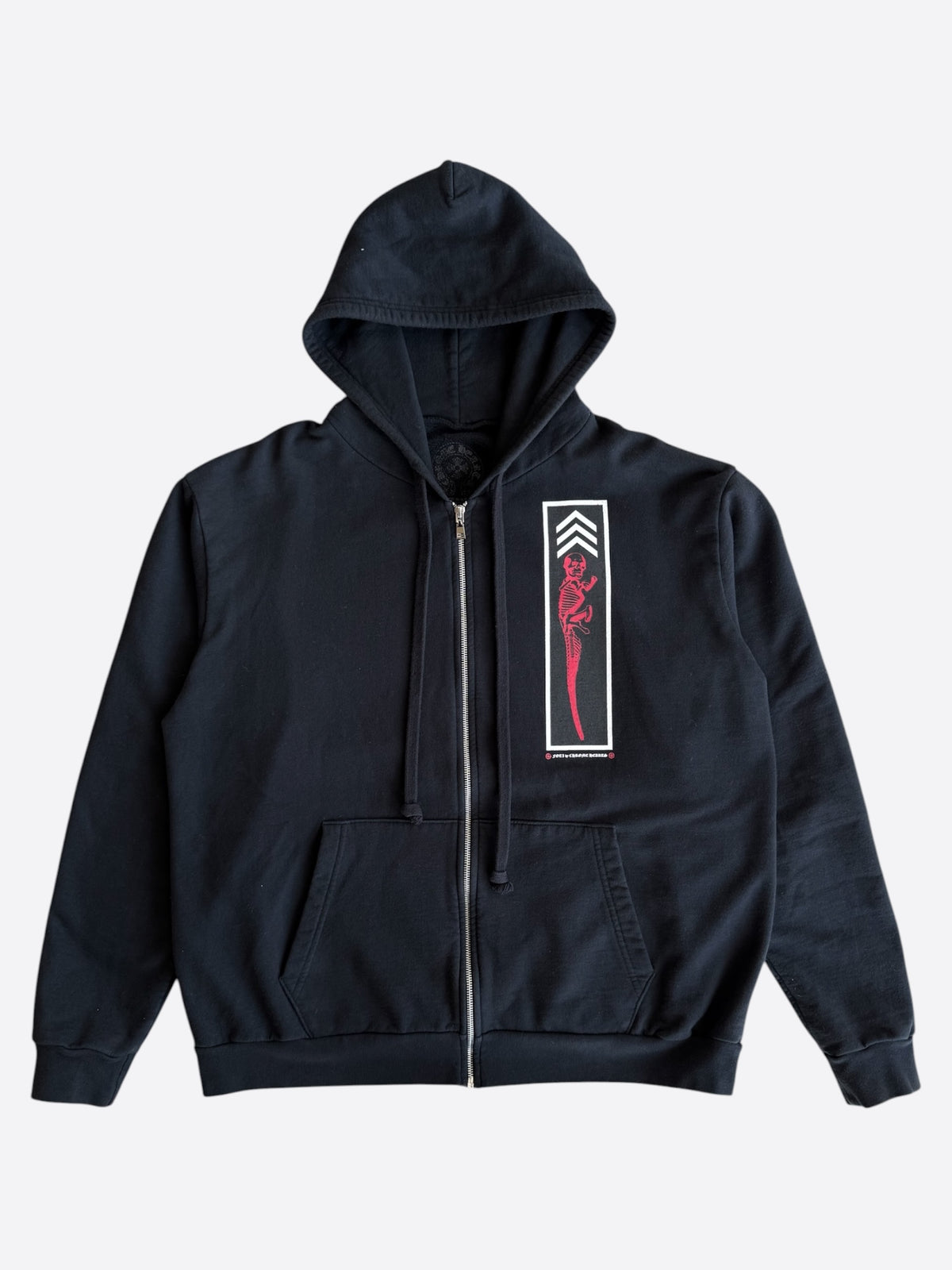 Chrome Hearts Black, Red & White Foti Graphic Zip Up Hoodie