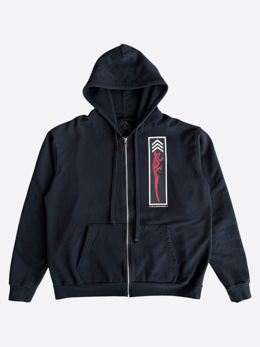 Chrome Hearts Black, Red & White Foti Graphic Zip Up Hoodie