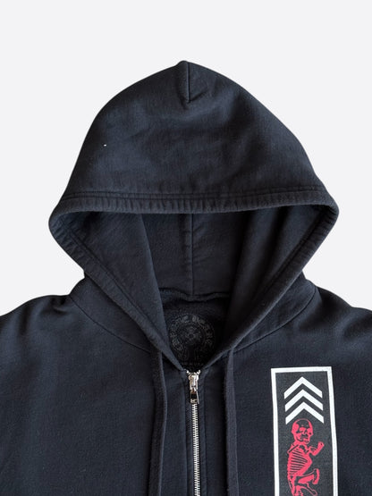 Chrome Hearts Black, Red & White Foti Graphic Zip Up Hoodie