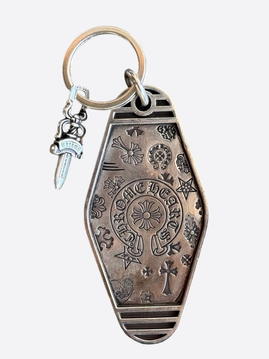 Chrome Hearts Silver Hotel Key & Dagger Keychain