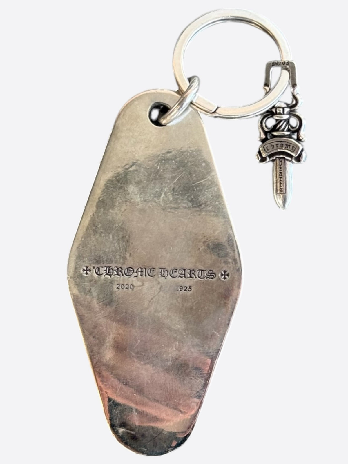 Chrome Hearts Silver Hotel Key & Dagger Keychain