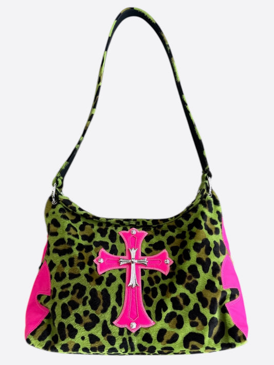 Chrome Hearts Leopard & Pink Cross Patch Lyon Bag