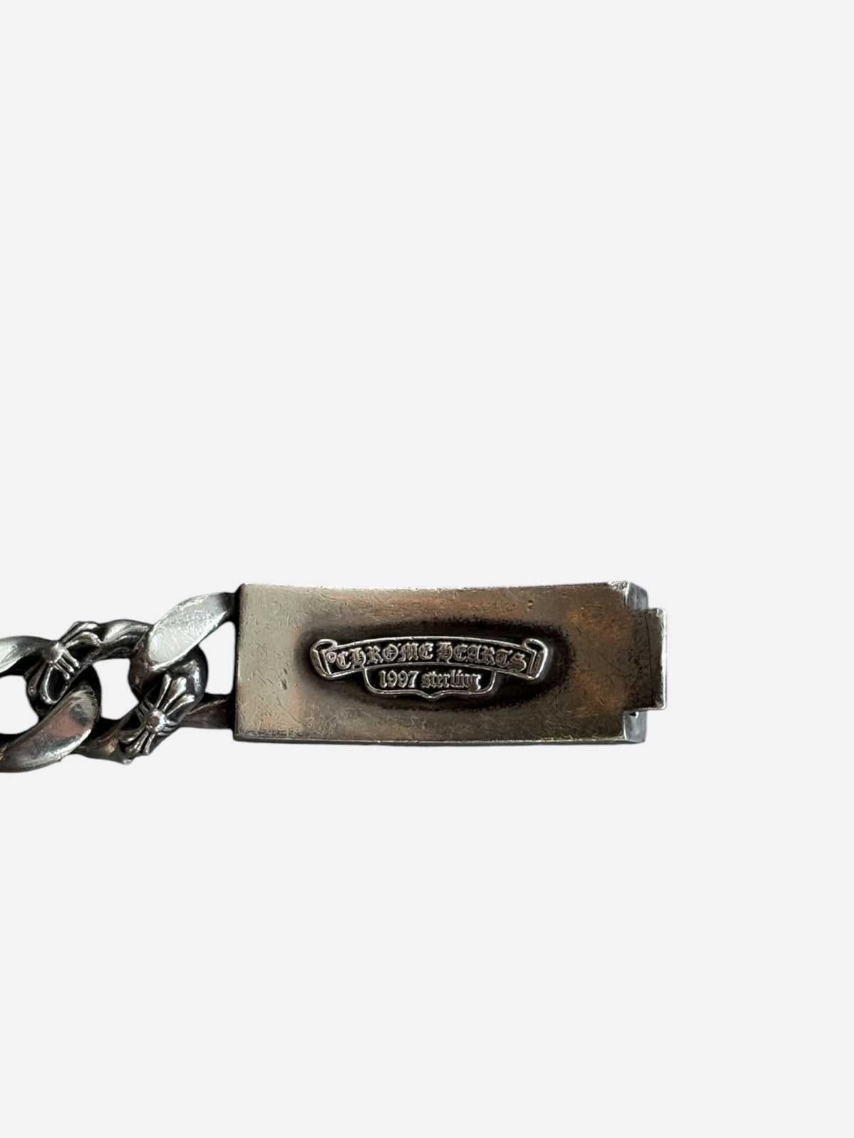 Chrome Hearts Silver Fancy Link Floral Cross Cuban Bracelet