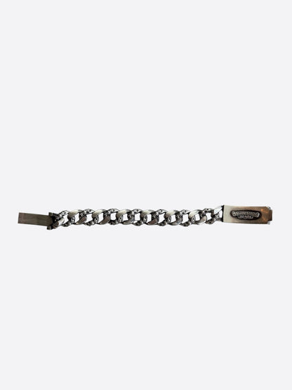 Chrome Hearts Silver Fancy Link Floral Cross Cuban Bracelet