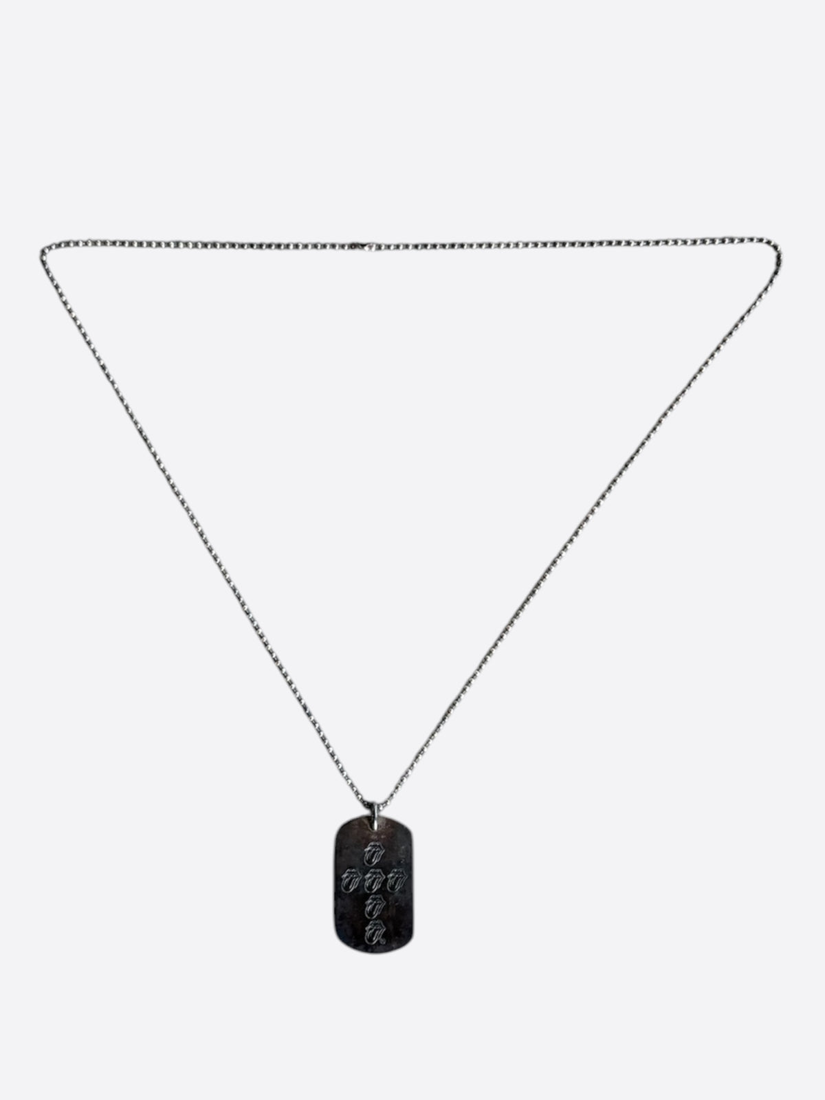 Chrome Hearts Rolling Stones Silver Dog Tag Necklace