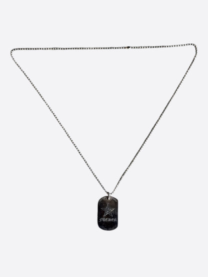 Chrome Hearts Rolling Stones Silver Dog Tag Necklace