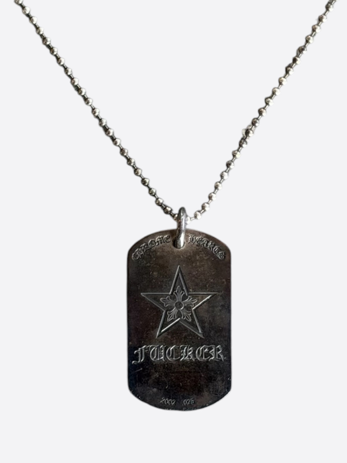 Chrome Hearts Rolling Stones Silver Dog Tag Necklace