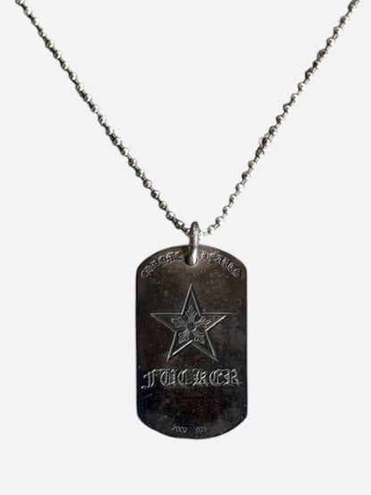 Chrome Hearts Rolling Stones Silver Dog Tag Necklace