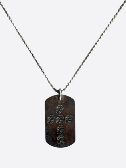 Chrome Hearts Rolling Stones Silver Dog Tag Necklace