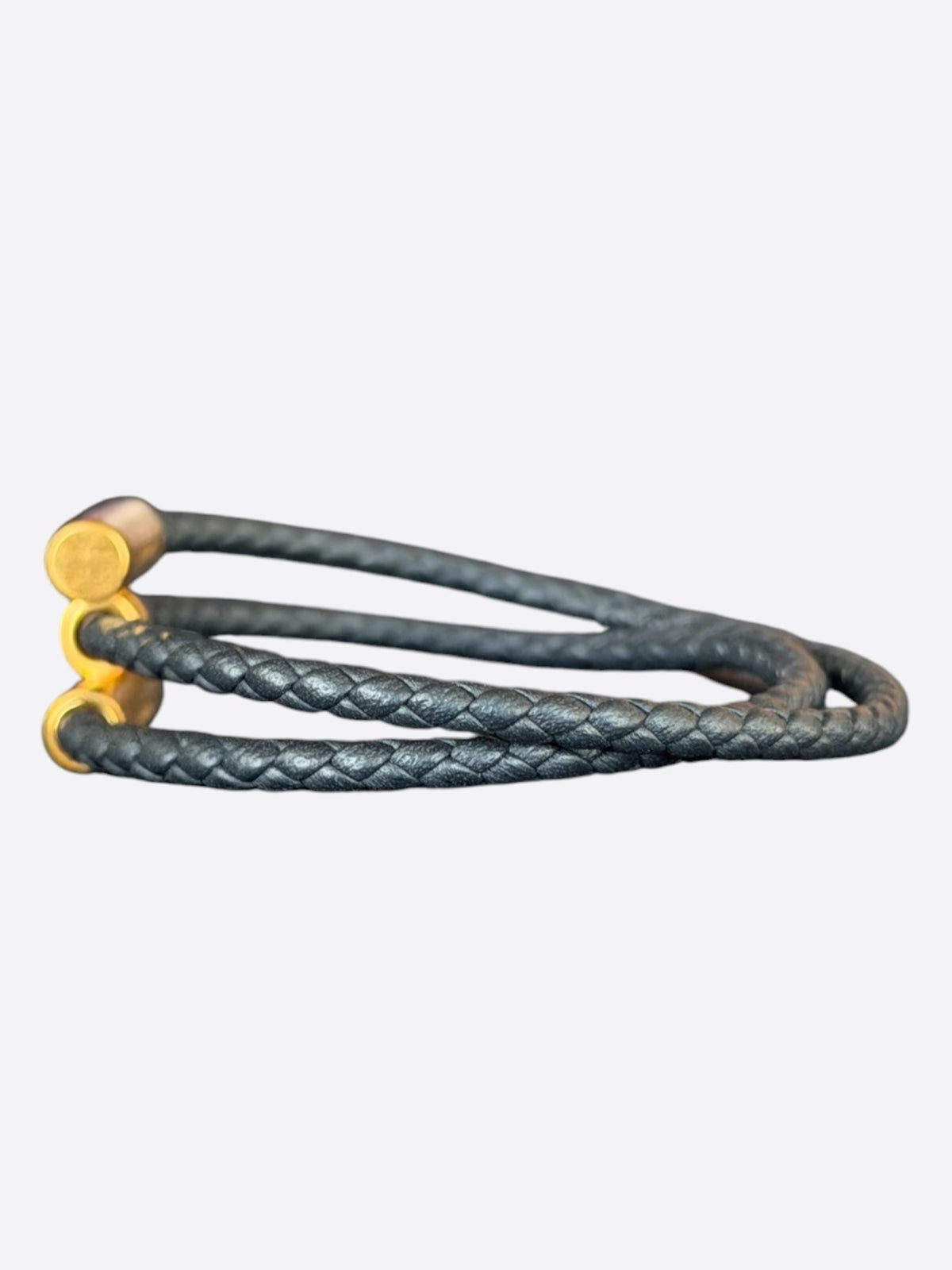 Hermes Black & Gold Hardware Tournis Tresse Bracelet