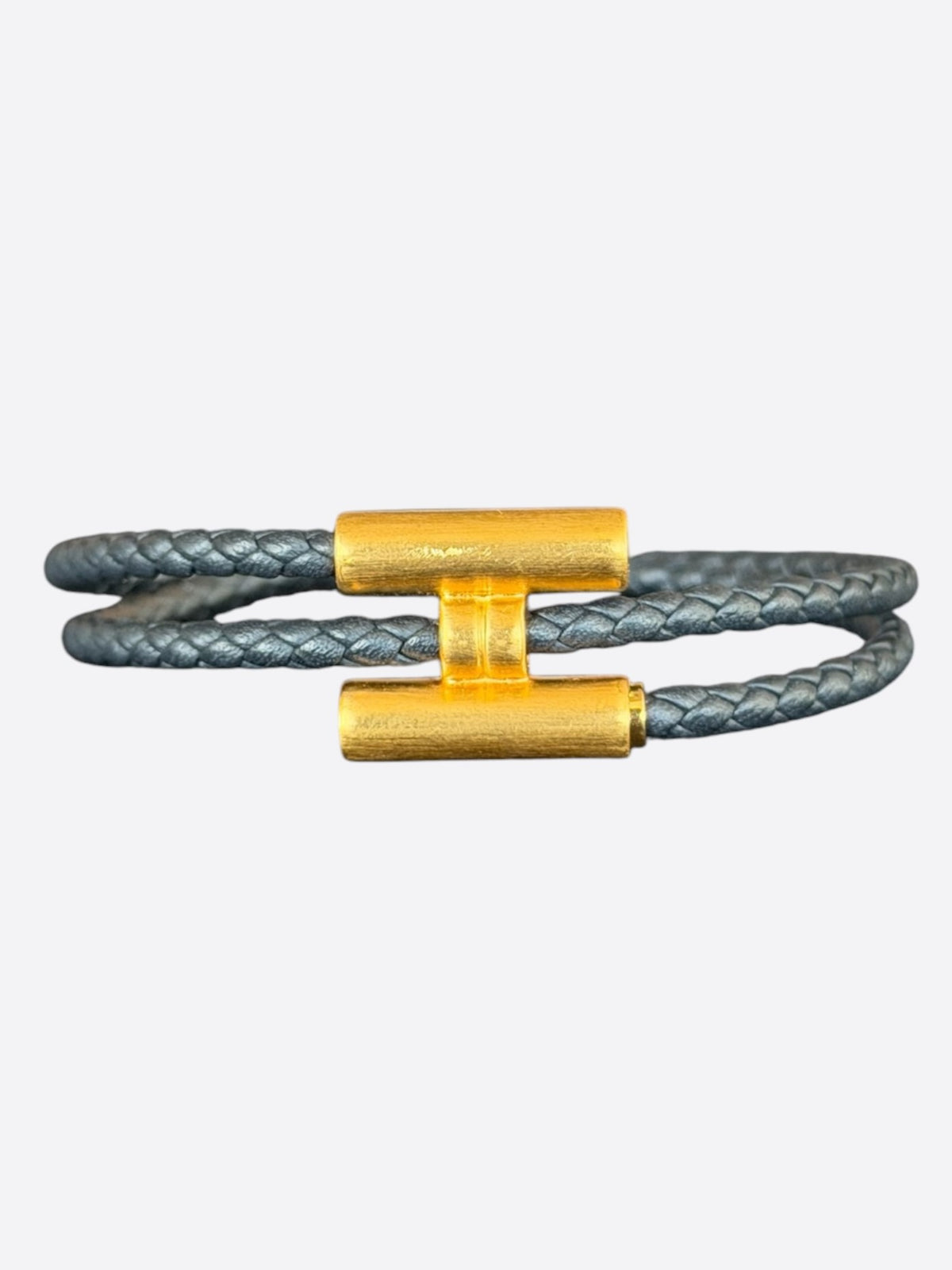 Hermes Black & Gold Hardware Tournis Tresse Bracelet