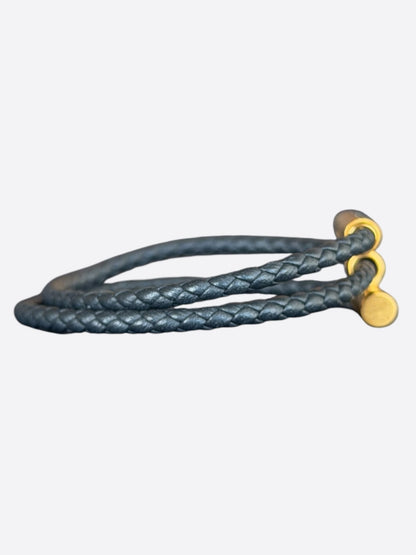 Hermes Black & Gold Hardware Tournis Tresse Bracelet