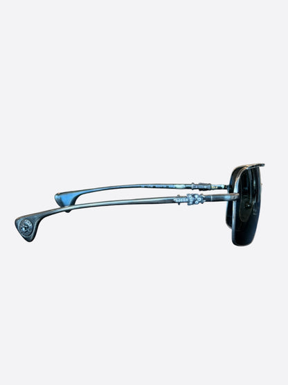 Chrome Hearts Silver & Diamond Hag Sunglasses
