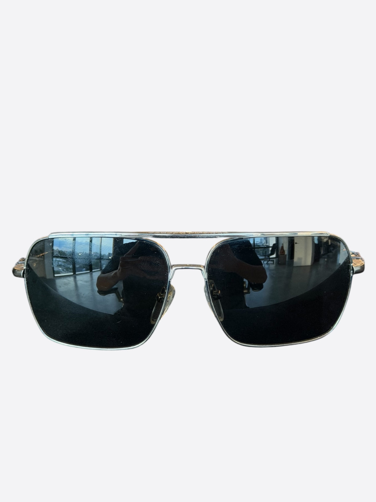 Chrome Hearts Silver & Diamond Hag Sunglasses