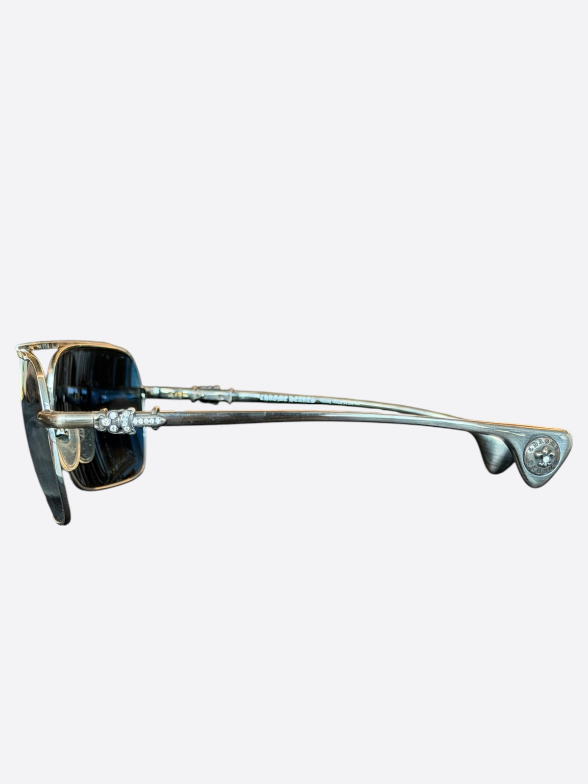 Chrome Hearts Silver & Diamond Hag Sunglasses
