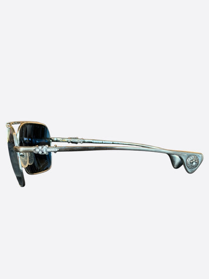 Chrome Hearts Silver & Diamond Hag Sunglasses