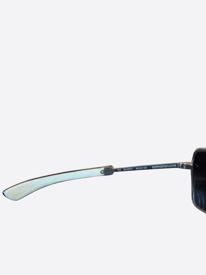 Chrome Hearts White & Silver Sophistafucks Sunglasses
