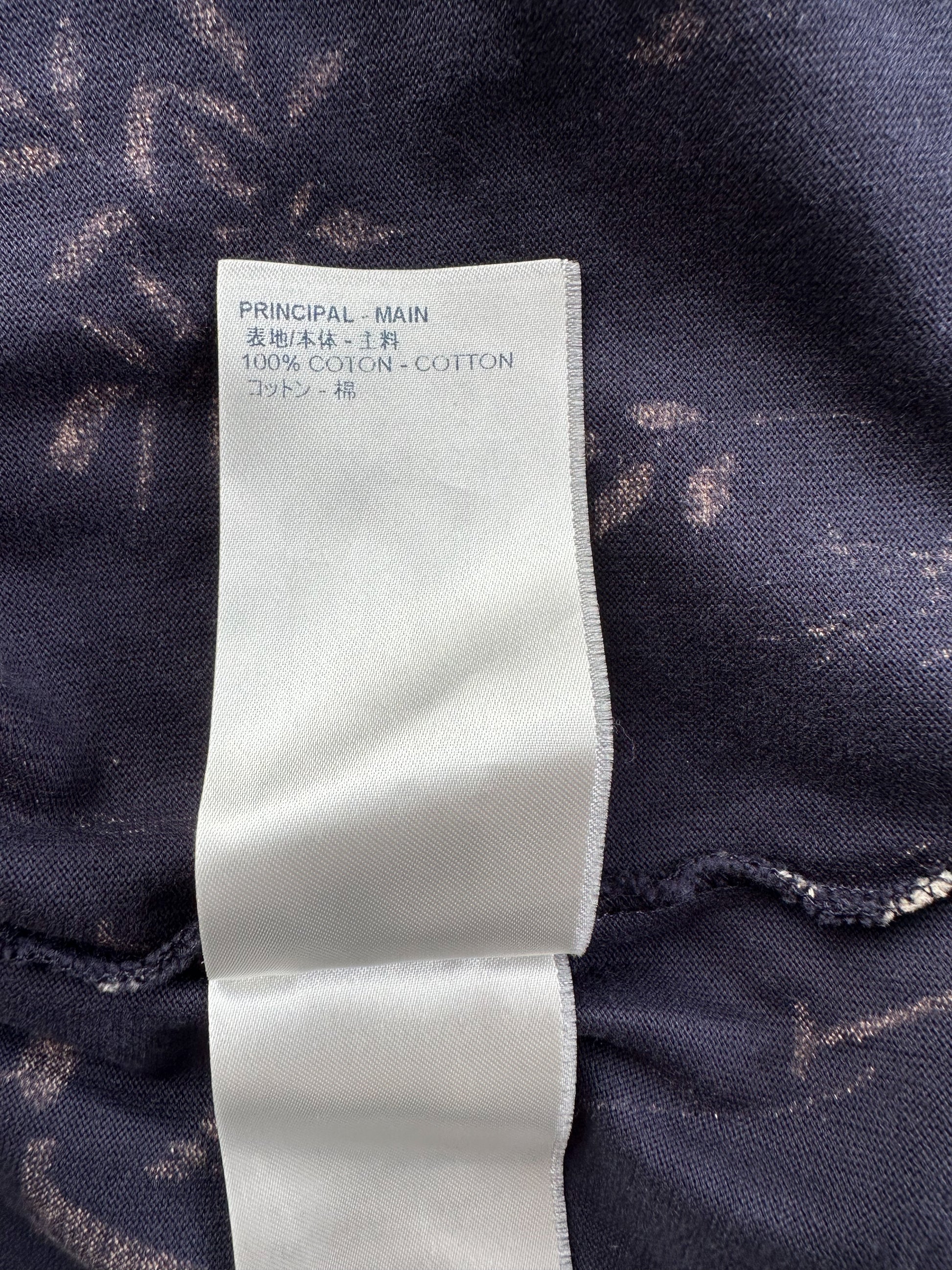 Louis Vuitton Navy Blue Leaf Discharge Printed Cotton Crewneck T-Shirt L  Louis Vuitton
