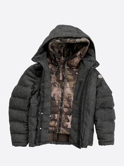 Moncler Grey & Black Camo Trim Men's Jacket