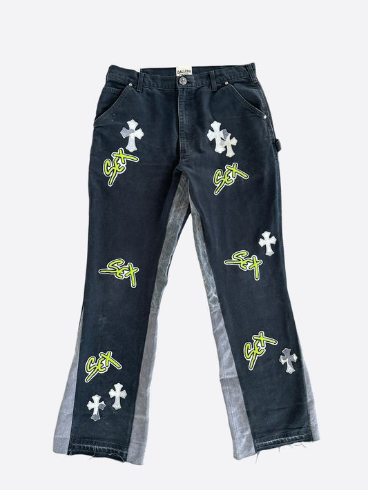 Chrome Hearts Gallery Dept Black Sex Records Cross Patch Flared Jeans