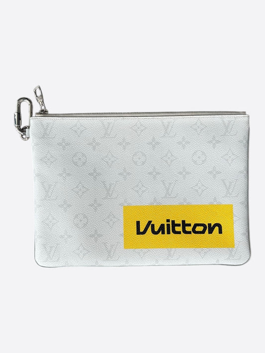 Louis Vuitton White Story Monogram Zip Pouch GM