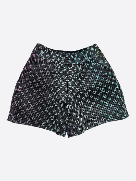 Louis Vuitton Black Rainbow Monogram Mesh Shorts