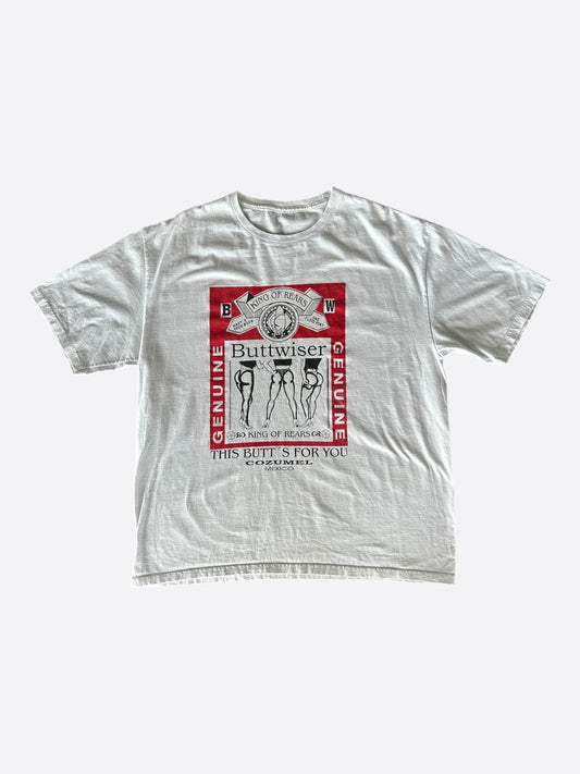 Vintage White Buttwiser King of Rears Graphic T-Shirt